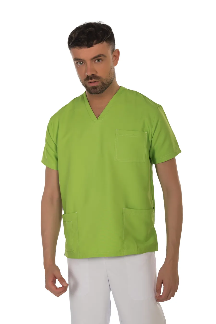 Unisex short sleeve scrub (Apple green) – premium dental product from Barmaan Dental, South African distributor of Dispotech Switzerland