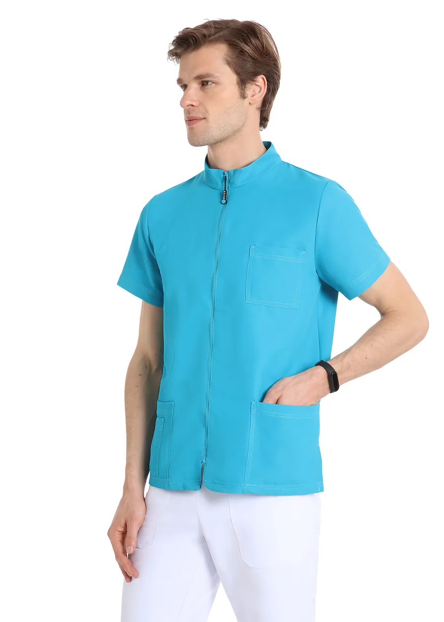 Unisex scrub top with zip (Turquoise) – premium dental product from Barmaan Dental, South African distributor of Dispotech Switzerland