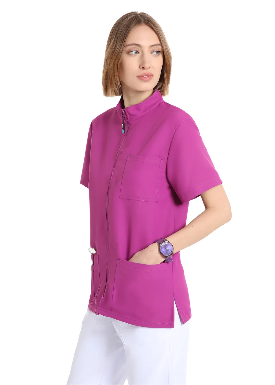 Unisex scrub top with zip (Violet) – premium dental product from Barmaan Dental, South African distributor of Dispotech Switzerland