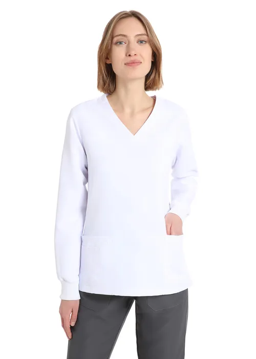 Women's long sleeve scrub (White) – medical-uniforms product available from Barmaan Dental South Africa