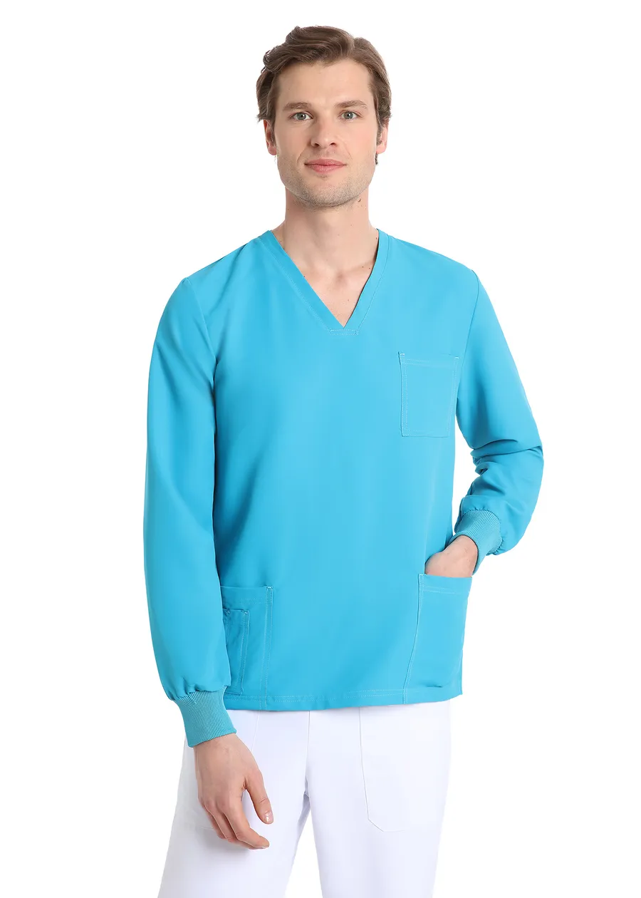 Unisex long sleeve scrub (Turquoise) – premium dental product from Barmaan Dental, South African distributor of Dispotech Switzerland