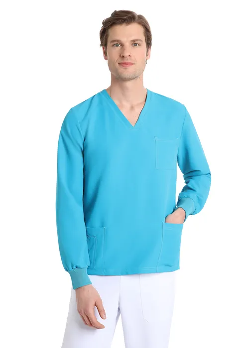 Unisex long sleeve scrub (Turquoise) – medical-uniforms product available from Barmaan Dental South Africa