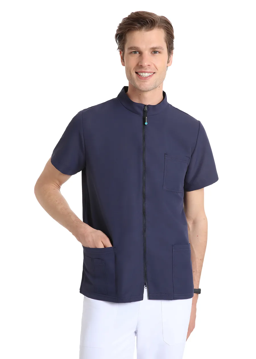 Unisex scrub top with zip (Navy) – premium dental product from Barmaan Dental, South African distributor of Dispotech Switzerland