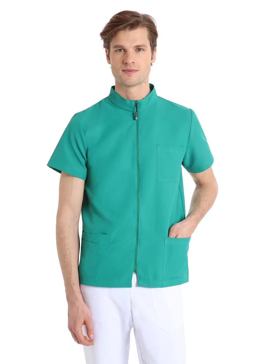 Unisex scrub top with zip (Surgical green) – premium dental product from Barmaan Dental, South African distributor of Dispotech Switzerland