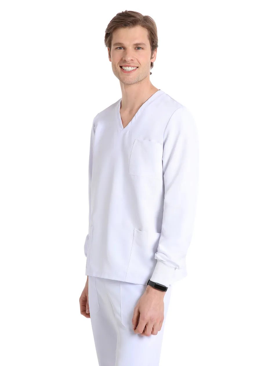 Unisex long sleeve scrub (White) – premium dental product from Barmaan Dental, South African distributor of Dispotech Switzerland