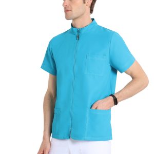 Unisex scrub top with zip (Turquoise)