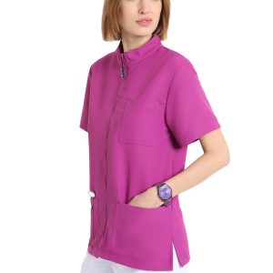 Unisex scrub top with zip (Violet)