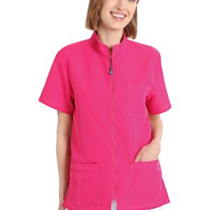 Unisex scrub top with zip (Pink)