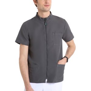 Unisex scrub top with zip (Gray)