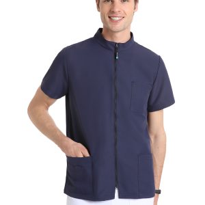 Unisex scrub top with zip (Navy)