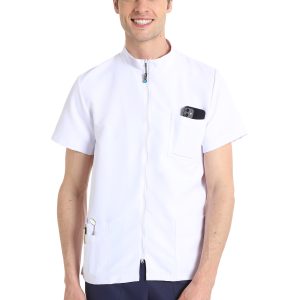 Unisex scrub top with zip (White)