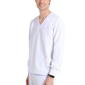 Unisex long sleeve scrub(White)